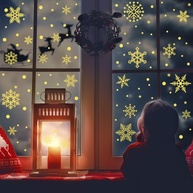 Adesivos de Janela de Flocos de Neve de Natal Dourados com Brilho no Escuro - Decoração Elegante para Férias - imagem 2
