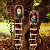 Conjunto de Estátuas de Jardim com Gnomos e Árvore Decorativa - 4 Peças em Resina para Decoração Externa - imagem 1