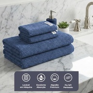 Decolab Jogo de Toalhas Air Light 100% Algodão - Maciez e Absorção Premium (Azul-claro e Azul-marinho, 4 Peças) - imagem 5