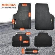 Jogo de Tapete Borracha Universal Renault Captur, Clio, Duster, Kwid, Sandero e Mais - 5 Peças Bordado Personalizado Lavável Durável Preto - imagem 5