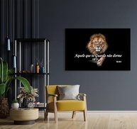 Quadro Decorativo Leão de Judá com Frase Bíblica - Tela Canva 90x60cm com Armação de Madeira - imagem 2