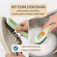 Kit 2 Escovas Multiuso com Dispenser de Sabão – Limpeza Eficiente e Sem Desperdício para Cozinha, Banheiro e Pisos - imagem 4