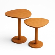 Kit com 2 Mesas Laterais de Canto Monopé com Tampo Orgânico em Mel - Design Moderno e Prático - imagem 4