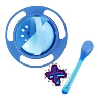 SEM BAGUNÇA - Kit Prato Giratório com Tampa + Colher Termossensível de Silicone Azul - imagem 2