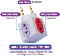 Kit 3x Benjamim PowerCube: Multiplicador de Tomadas 4 Entradas Bivolt 10A/20A - imagem 4
