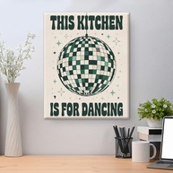 Quadro de Arte Moderno para Cozinha - This Kitchen Is for Dancing - Pôster emoldurado com design retrô disco ball para decoração de parede - imagem 5