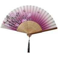 Leque Artesanal de Bambu com Acabamento em Tecido Lavanda Sakura - Refrescante e Elegante - imagem 2