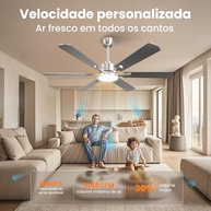 Ventilador de Teto Silencioso com LED 24W, 6 Velocidades, Função Reversa e Controle Remoto - 52" Design Moderno - imagem 4