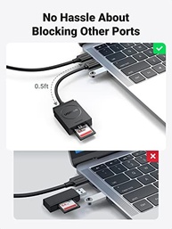 UGREEN Leitor de cartão SD USB 3.0 Leitor de cartão de memória flash de slot duplo TF SD Micro SD SDXC SDHC MMC RS-MMC Micro SDXC Micro SDHC UHS-I para Mac Windows Linux Chrome Leia 2 cartões - imagem 5