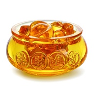 Bacia de Tesouro Dourada de Vidro com Lingotes Yuan Bao - Simbolismo de Riqueza e Prosperidade para Casa e Escritório - imagem 1