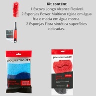 Kit de Limpeza Profissional com Escova Longo Alcance + Esponjas Power Termoativas e Multiuso - imagem 4
