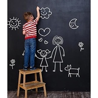 Lousa Adesiva Papel de Parede Preto Fosco 45cm x 2m com 5 Giz - Transforme Sua Parede em uma Área de Criatividade - imagem 4