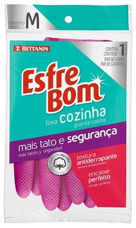 Luva de Látex Rosa Tamanho M para Cozinha - EsfreBom Bettanin com Textura Antiderrapante - imagem 1