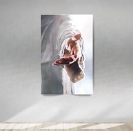 Quadro Decorativo Mão de Jesus Cristo 90x60cm - Canvas Premium com Moldura de Madeira Maciça - imagem 2