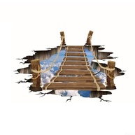 Tapete Adesivo 3D para Piso - Decoração Moderna com Design de Ponte de Madeira e Nuvens - imagem 5
