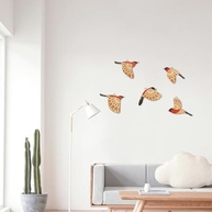 5 Peças de Arte de Parede de Pássaro de Madeira Laranja - Decoração Rústica Folclórica para Casa e Jardim - imagem 5