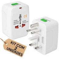 Kit 2 Adaptadores de Tomada Universal Premium para Viagem - Mais de 150 Países Bivolt - imagem 1