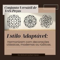 Trio de Mandalas Decorativas 39cm - Placas MDF 3mm Preto | Decoração Moderna para Parede - imagem 5