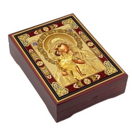 Caixa de contas de oração do rosário da Virgem Maria, ícone russo de madeira da Virgem da Floração Eterna, 12 cm, presente religioso - imagem 3