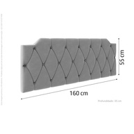 Conjunto Mesa de Cabeceira com Gaveta + Cabeceira Estofada para Cama Queen Size Cinza - imagem 4