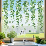 Adesivo de Janela Estático Wondevor com Folhas de Eucalipto - Decoração Verde Moderna - imagem 5