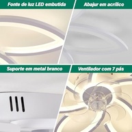 Ventilador de Teto Moderno com Luz LED Regulável e Controle Remoto | 6 Velocidades Silenciosas para Quarto - imagem 5