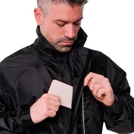 Capa De Chuva Nylon Conjunto Roupa Impermeável Pioneira Motoqueiro Motoboy Motociclista Preto Masculino Com Bolso Interno - imagem 5