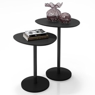Conjunto de Mesa Lateral Vitta Haste Preta em Aço com Design Orgânico - LH Móveis - imagem 2