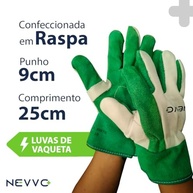 Luva de Raspa Multiuso Cano Curto Vaqueta Petroleira Reforçada EPI Proteção Contra Cortes NEVVO - imagem 3