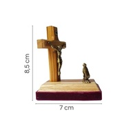 Crucifixo Adorno Maria ao Pé de Jesus na Cruz em Madeira 8cm - Símbolo de Fé e Devoção - imagem 4