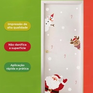 Adesivo Decorativo de Natal para Porta - Papai Noel, Rena e Boneco de Neve com Flocos e Doces - imagem 5