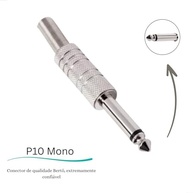 Kit 10 Conectores P10 Mono Metálico com Mola Niquelado - Conexões de Áudio Profissionais - imagem 4