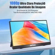 ANTUVI Monitor Portátil 15.6'', 1080P, MINI Segunda de Notebook Extensor De Tela, Ultra-Slim e portátil, com alto-falante de pé, Adequado para Viagens, Casa, Trabalho/Jogos - imagem 2