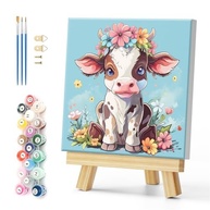 Natuyalo Kit de Pintura por Números emoldurado - Tela com Vaca e Flores, DIY para Adultos, Presente Ideal - imagem 2
