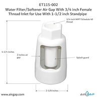 Espaço de Ar para Filtro/Amaciador de Água com Rosca 3/4" e Conexão para Tubo Vertical 1-1/2" ou 2" - imagem 4