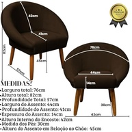 Kit 2 Poltronas Cadeira Decorativa Marrom para Sala de Espera | Design Elegante com Pés Palito MOBLAN - imagem 3