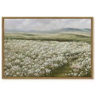 Tela emoldurada vintage 61x91 cm - Arte de parede campo de flores para decoração clássica - imagem 2