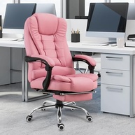 Cadeira de Escritório Ergonômica Rosa com Apoio para Pés e Encosto Ajustável - imagem 2