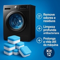 Pastilhas de Limpeza Efervescentes para Máquina de Lavar Roupas e Louças - Kit com 12 Unidades, Ação Antibacteriana, Remove Odores - imagem 3