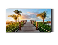 Quadro Decorativo Grande com Paisagem de Praia e Pier 130x90cm - Estilo Moderno para Sala - imagem 1