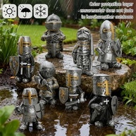 Conjunto de 8 Gnomos de Jardim Medieval - Estátuas de Cavaleiros em Resina para Decoração Externa - imagem 5