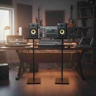 Suporte Pedestal Ajustável para Caixas de Som e Monitores de Estúdio | KRK, Yamaha, Edifier | Ferro e MDF Premium - imagem 2