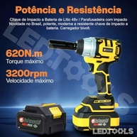 Chave de Impacto e Parafusadeira 48V Brushless Nakasaki: Potência Profissional para Seus Projetos - imagem 5