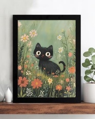 Arte de Parede Floral com Gatinho Fofo - Pintura Estética 15x20cm para Decoração de Casa e Presentes - imagem 5