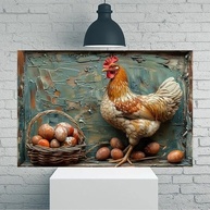Pôster Cesto de Ovos de Galinha Rústico - Arte de Parede Vintage 30x45cm para Decoração de Casa e Escritório - imagem 2