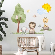 Adesivo de Parede Safari Infantil com Animais da Selva - Decoração Divertida para Quarto de Bebê e Brinquedoteca - imagem 1