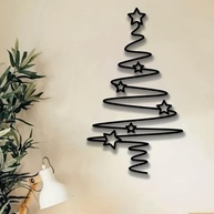 Arte de Parede de Árvore de Natal em Metal 30x17cm - Design Espiral com 6 Estrelas | Decoração Moderna para Ambientes Internos e Externos - imagem 4