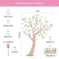 Adesivo de Parede Infantil Árvore Decorativa com Flores, Passarinhos e Borboletas - Lavável e Fácil Aplicação - imagem 3