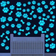 127 Adesivos de Pata de Cachorro que Brilham no Escuro - Decalques Luminosos Removíveis para Decoração Infantil - imagem 1