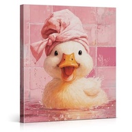 Pato Banho Rosa - Arte de Parede Elegante 20x25cm para Decoração de Banheiro - imagem 2